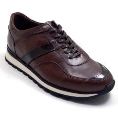 4S-5  ED Erkek Çizgili Kahverengi Günlük Ayakkabı (Deri)
