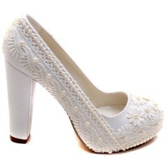 912-G Klasik Gelin Ayakkabısı - Beyaz