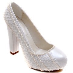 913-G Klasik Gelin Ayakkabısı - Beyaz