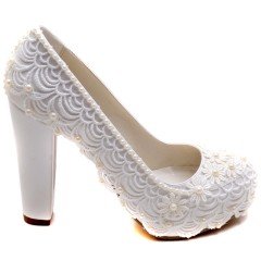 918-G Klasik Gelin Ayakkabısı - Beyaz