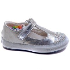 V-65 Taşlı Patik Okulluk Ayakkabı - Gümüş