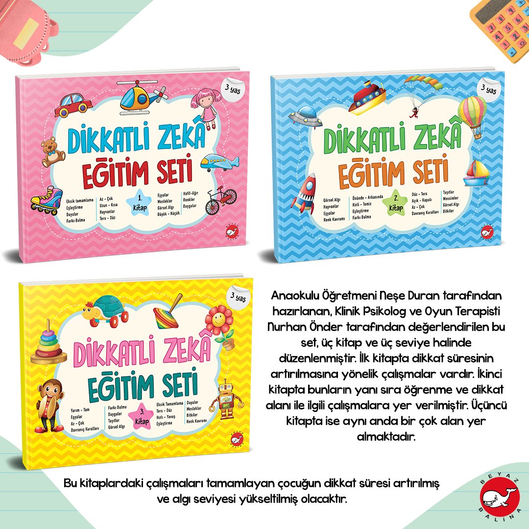 Dikkatli Zeka Eğitim Seti - 3 Kitap