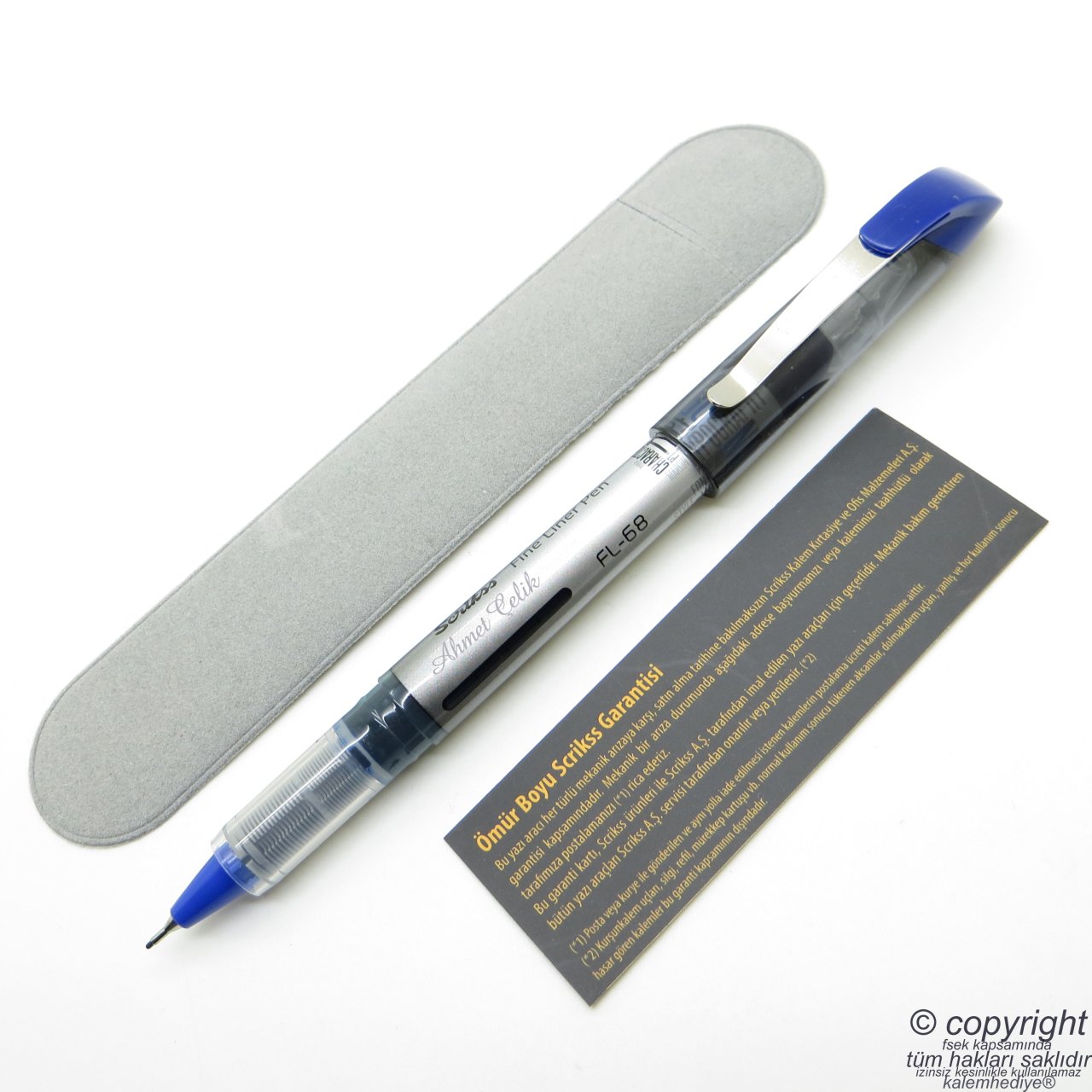 Scrikss İsme Özel FL68 Fine Liner 0.6mm Mavi Kalem 1 Adet | Scrikss Kalem | İsme Özel Kalem | Hediyelik Kalem