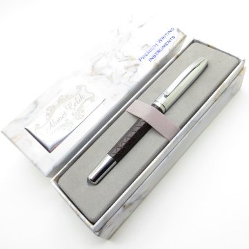 Wings Marble R429 Parlak Krom Deri Bağcıklı Roller Kalem | İsme Özel Kalem | Hediyelik Kalem