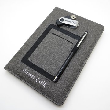 Wings SG155 İsme Özel Siyah Kanguru Defter + 16GB Usb Bellek + Touch Kalem Set | Hepsi İsme Özel