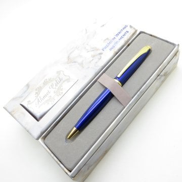 Wings Marble T479 Mavi Altın Tükenmez Kalem | İsme Özel Kalem | Hediyelik Kalem