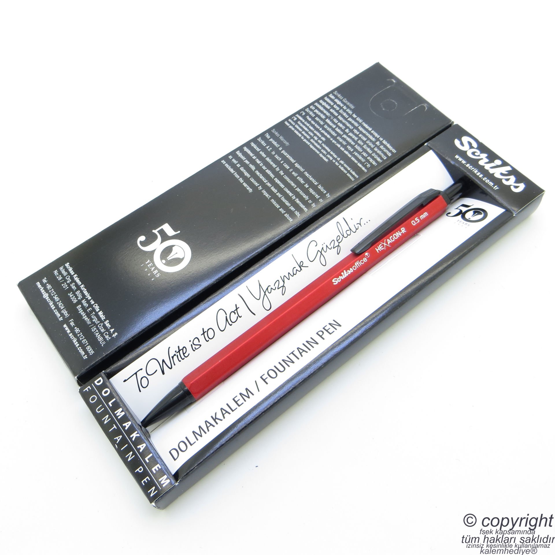 Scrikss Hexagon-R 0.5mm Kırmızı Kılıflı Versatil Kalem | İsme Özel Kalem