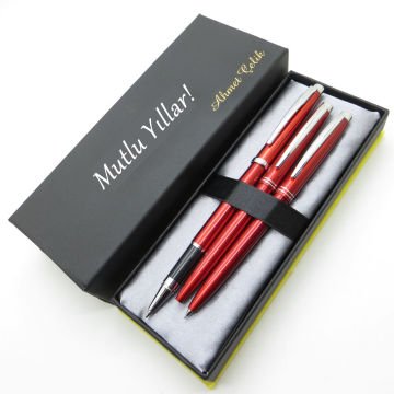 Scrikss RTV155 Kırmızı Krom Roller + Tükenmez Kalem + Versatil Kalem Set | Scrikss Kalem | İsme Özel Kalem Seti | Hediyelik Kalem