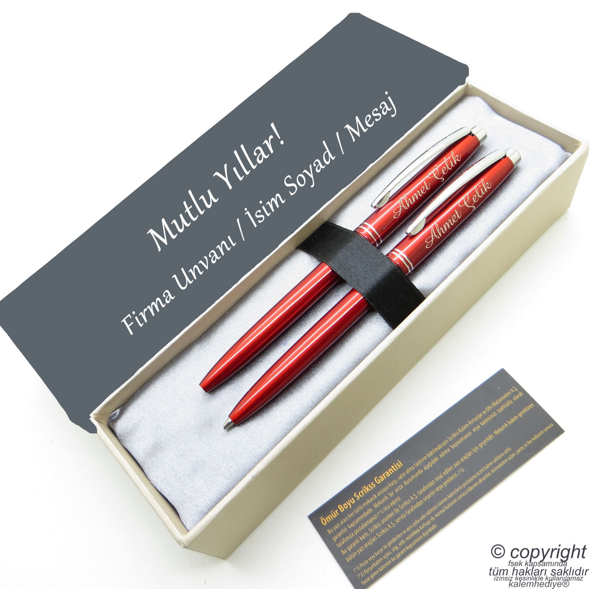 Scrikss İsme Özel Kalem Seti - Kırmızı Tükenmez + Versatil Set