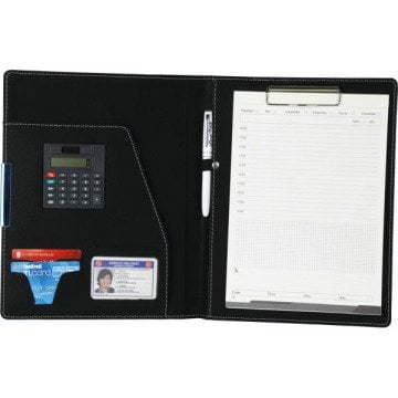 İsme Özel A4 Sekreter Bloknot Siyah Termo Deri Titanyum Roller Kalem |23x31| Kağıtlık-Kartlık-Hesap Makinesi ve Kalem | Hepsi İsme Özel | MED251