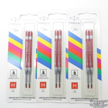 Parker Tükenmez Kalem Yedeği - Kırmızı Medium 2'li Blister Refil (Benzer ucu kullanan kalemlerle uyumludur)