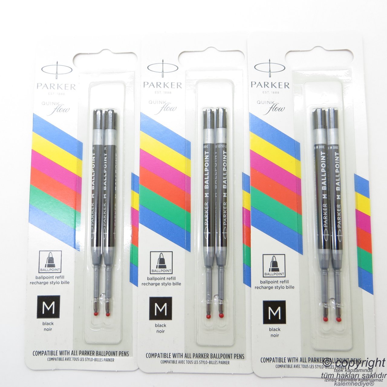 Parker Tükenmez Kalem Yedeği - Medium Siyah 2'li Blister Refil (Benzer ucu kullanan kalemlerle uyumludur)