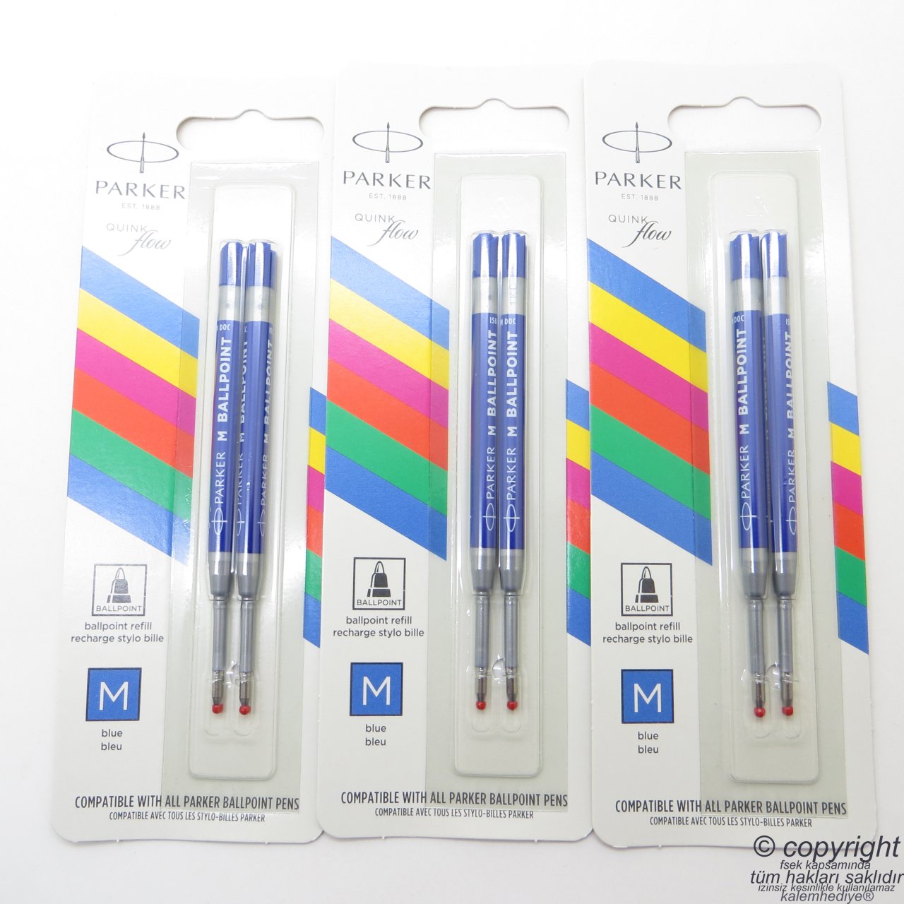 Parker Tükenmez Kalem Yedeği - Medium Mavi 2'li Blister Refil (Benzer ucu kullanan kalemlerle uyumludur)