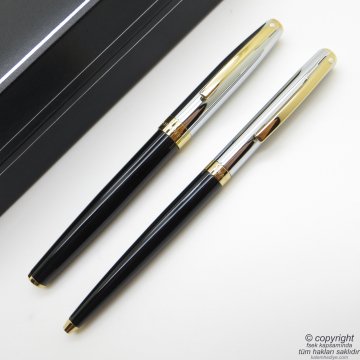 Sheaffer Sagaris Krom Altın Dolma Kalem + Tükenmez Kalem Seti | Kişiye Özel Kalem | İsme Özel Kalem Seti