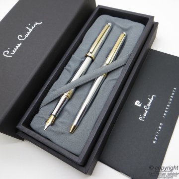 Pierre Cardin Gold Krom Status Dolma Kalem + Tükenmez Kalem Set | İsme Özel Kalem | Hediye Kalem