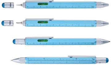 Troika Construction Stylus Turkuaz Tükenmez Kalem Gri (su terazisi-cetvel-tornavida) | İsme Özel Kalem
