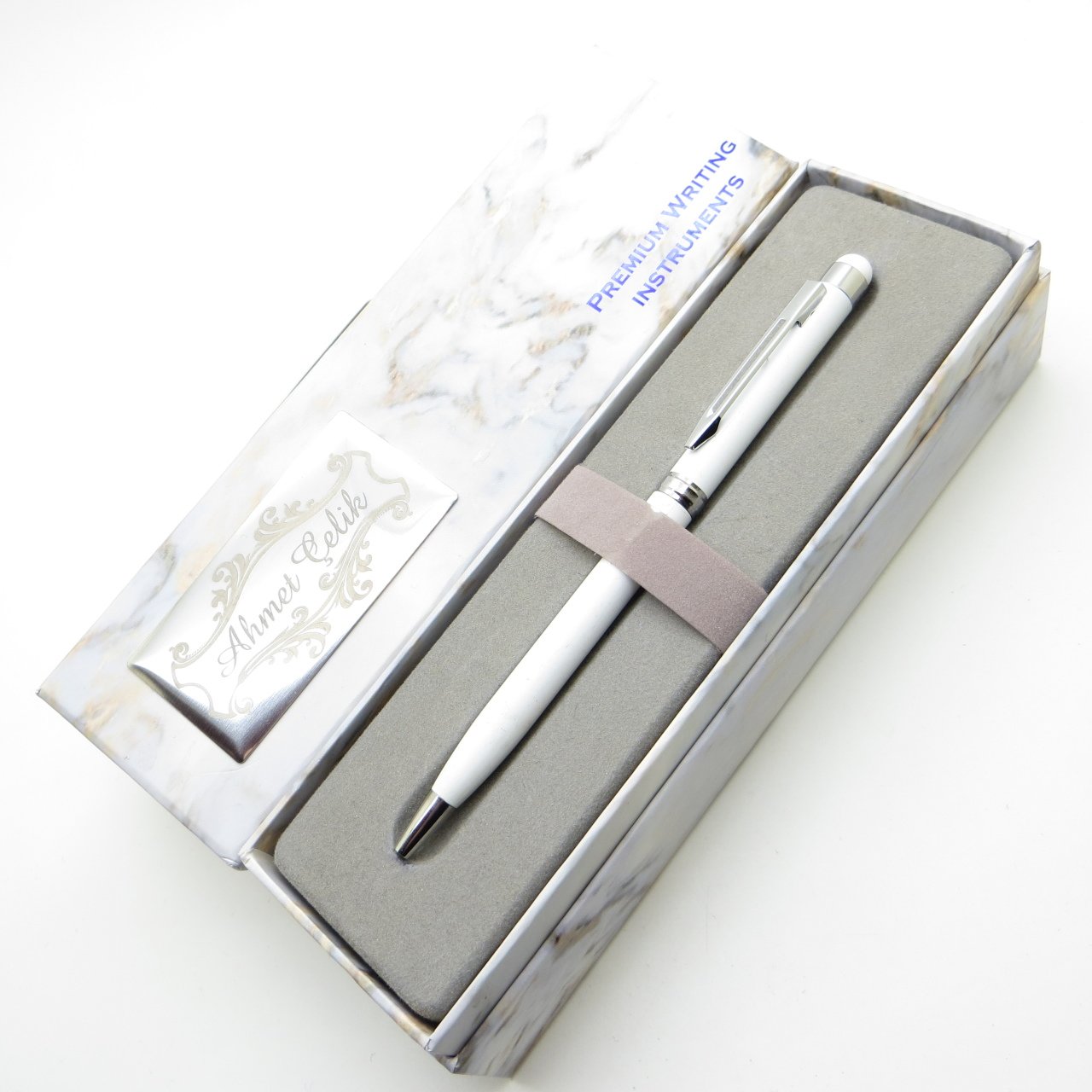 Wings Marble T603 Beyaz Touch Tükenmez Kalem | İsme Özel Kalem | Hediyelik Kalem