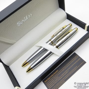 Scrikss 88 Gold Krom Roller Kalem + Tükenmez Kalem Seti | Scrikss Knight | İsme Özel Kalem | Hediye Kalem