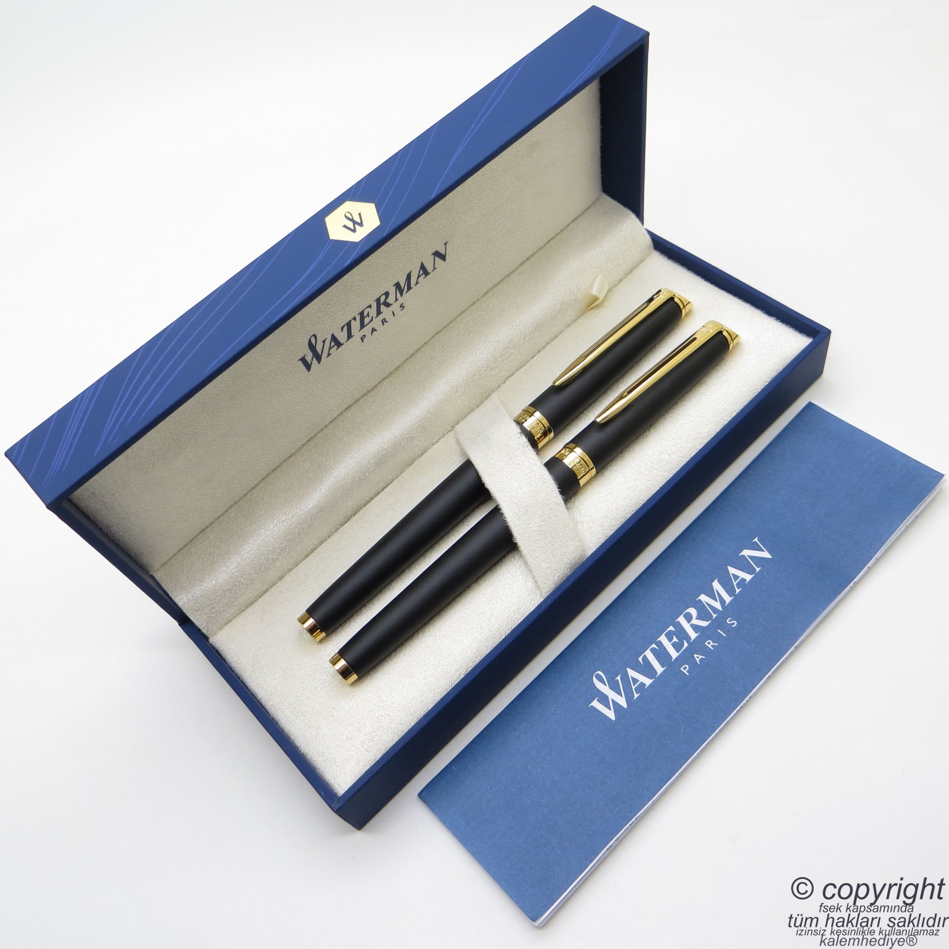 Waterman Hemisphere Mat Siyah GT Dolma Kalem + Roller Kalem Set | İsme Özel Kalem | Hediye Kalem