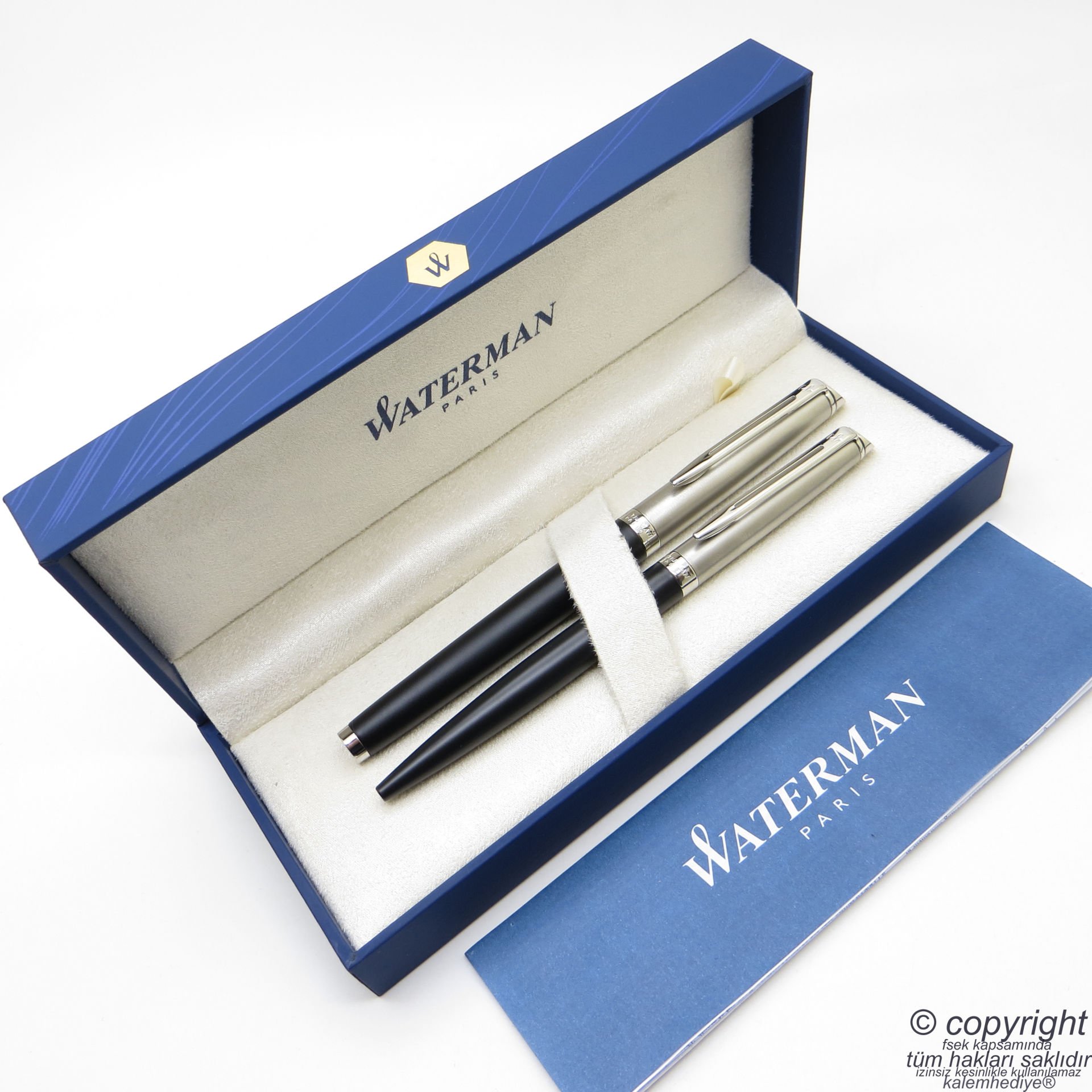 Waterman Hemisphere Essential Siyah CT Dolma Kalem + Tükenmez Kalem Set | İsme Özel Kalem | Hediye Kalem
