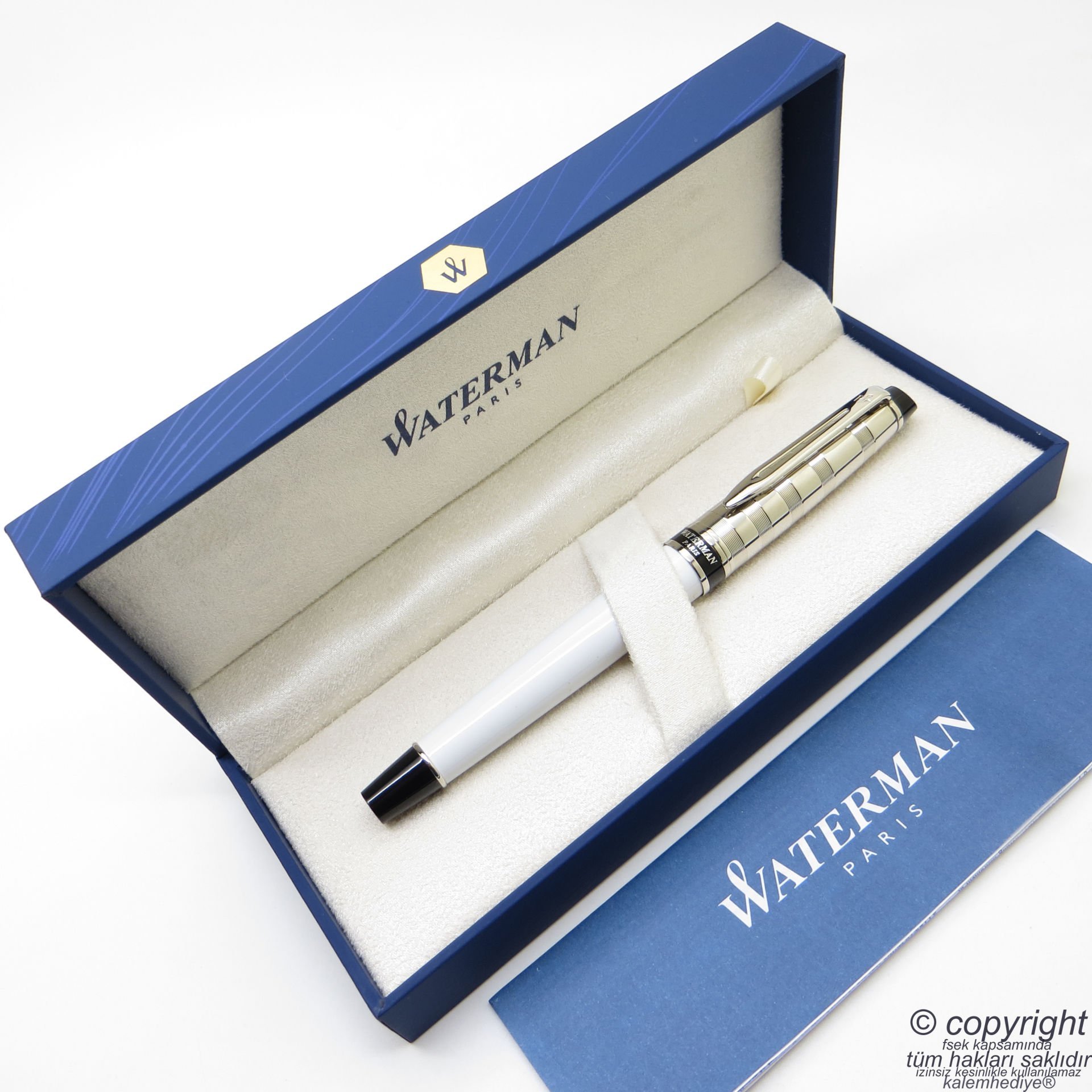 Waterman Expert 3 Deluxe Beyaz CT Roller Kalem Set | İsme Özel Kalem | Hediye Kalem