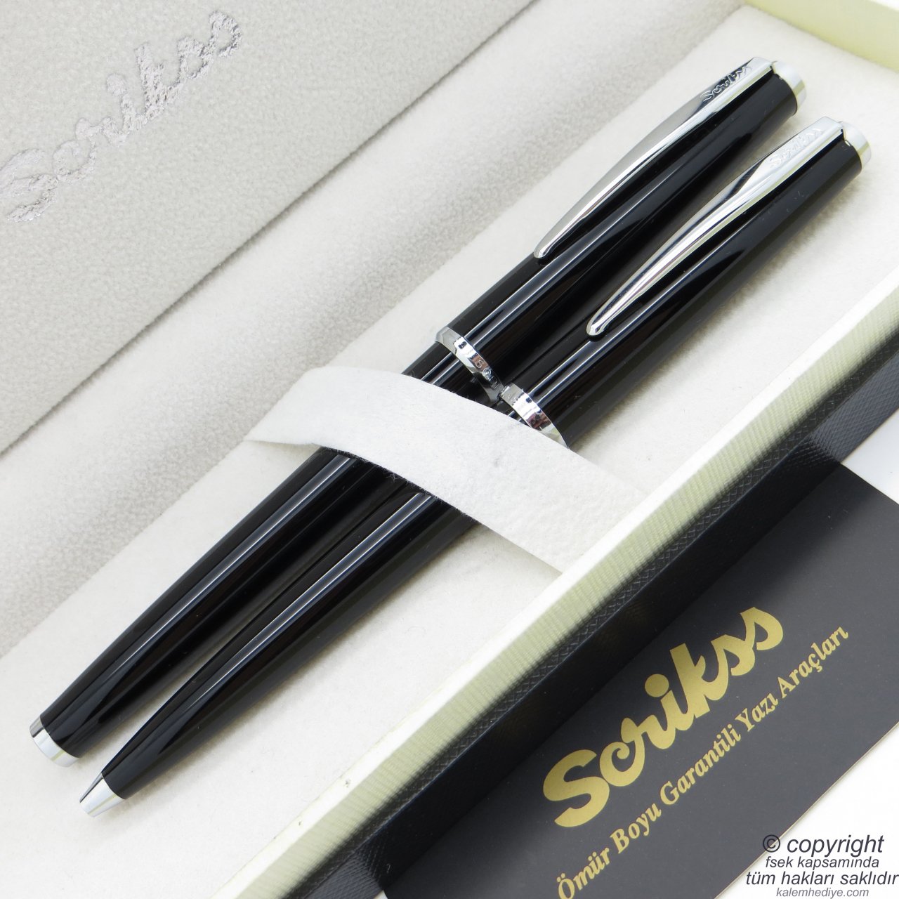 Scrikss 33 Siyah Roller Kalem + Tükenmez Kalem Seti | Scrikss Vintage | İsme Özel Kalem | Hediye Kalem