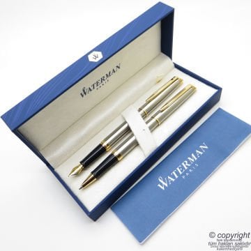 Waterman Hemisphere Gold Krom SS GT Dolma Kalem + Roller Kalem Set | İsme Özel Kalem | Hediye Kalem