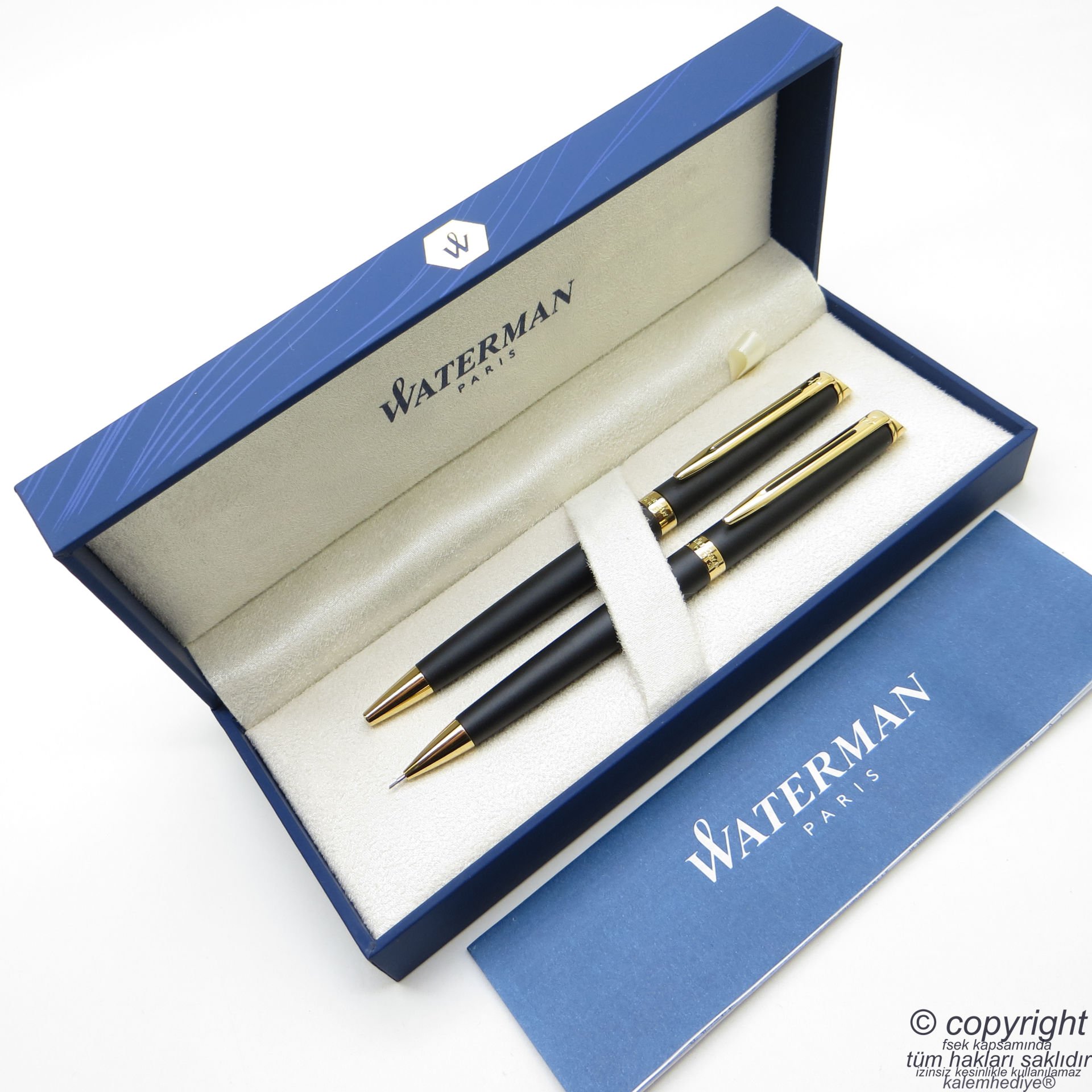 Waterman Hemisphere Mat Siyah GT Tükenmez Kalem + Versatil Kalem Set | İsme Özel Kalem | Hediye Kalem