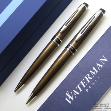Waterman Expert CT Urban Brown Desenli Tükenmez Kalem + Versatil Kalem Seti | İsme Özel Kalem | Hediye Kalem