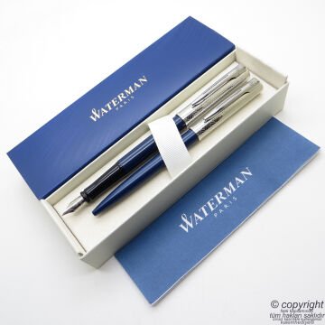 Waterman Allure Deluxe Mavi Dolma Kalem + Tükenmez Kalem Set | İsme Özel Kalem | Hediyelik Kalem