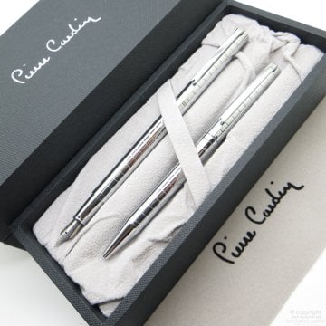 Pierre Cardin Hero Dolma Kalem + Tükenmez Kalem Parlak Krom | İsme Özel Kalem | Hediye Kalem