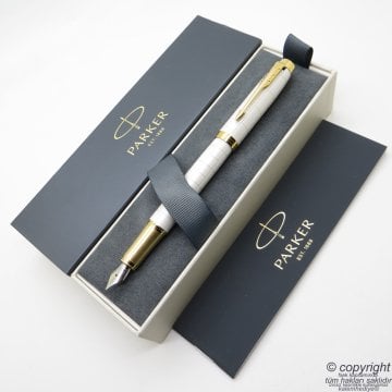 Parker IM Premium Beyaz Altın Desenli Dolma Kalem | İsme Özel Kalem