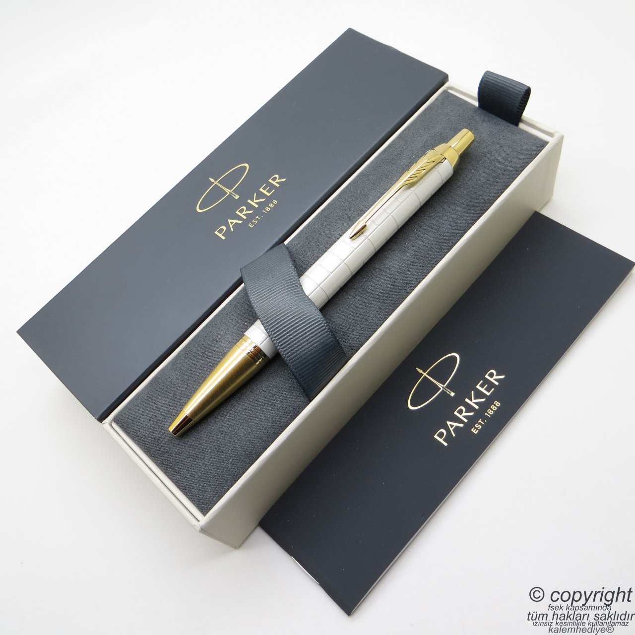 Parker IM Premium Beyaz Altın Tükenmez Kalem | İsme Özel Kalem