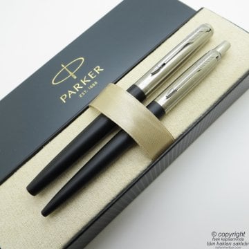 Parker Jotter Siyah CT Dolma Kalem + Tükenmez Kalem Set | Parker Kalem | İsme Özel Kalem | Hediyelik Kalem