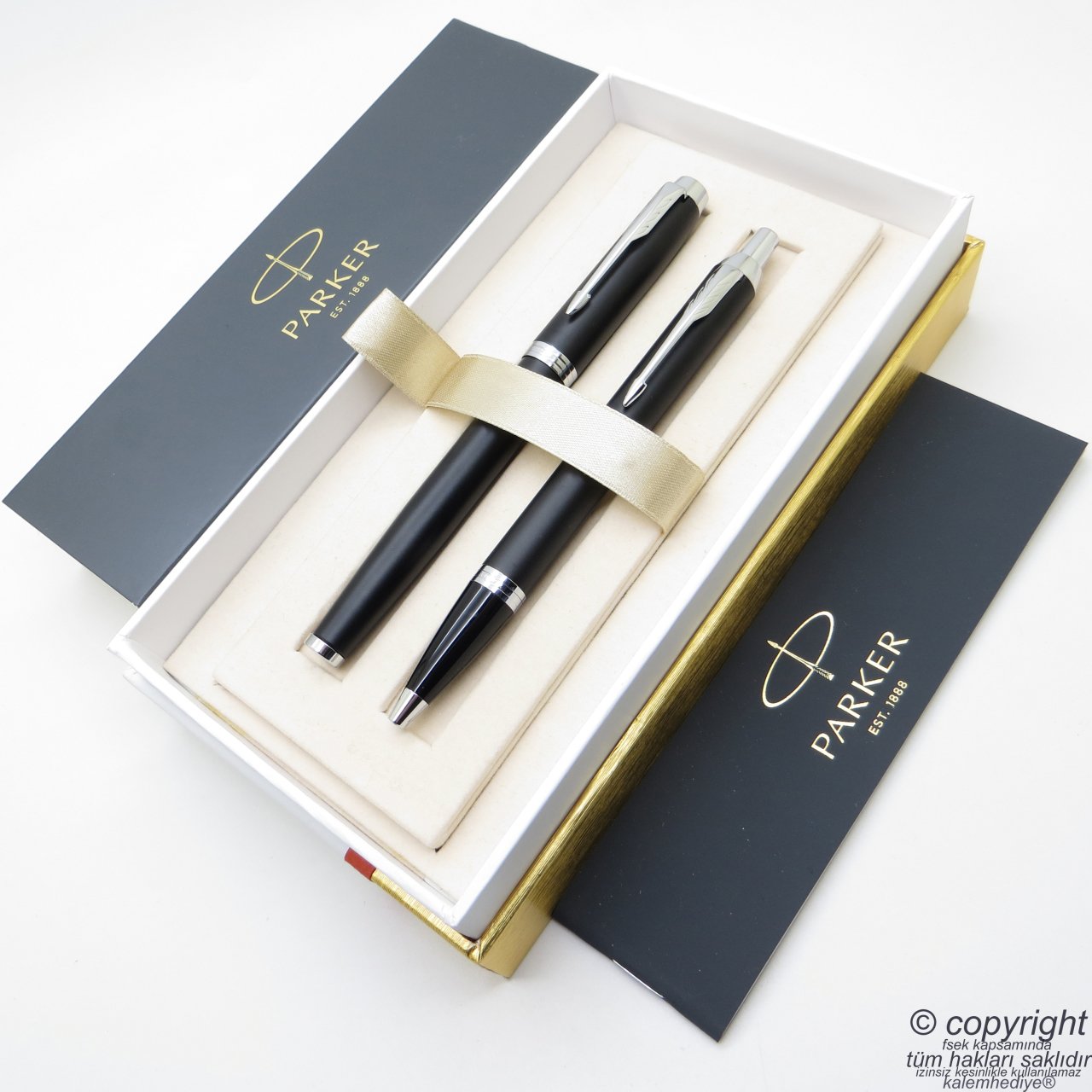 Parker IM Mat Siyah Roller Kalem + Tükenmez Kalem Set | İsme Özel Kalem | Hediyelik Kalem