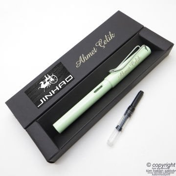 Jinhao Açık Yeşil İsme Özel Pompalı Dolma Kalem | İsme Özel Kutu ve Kalem