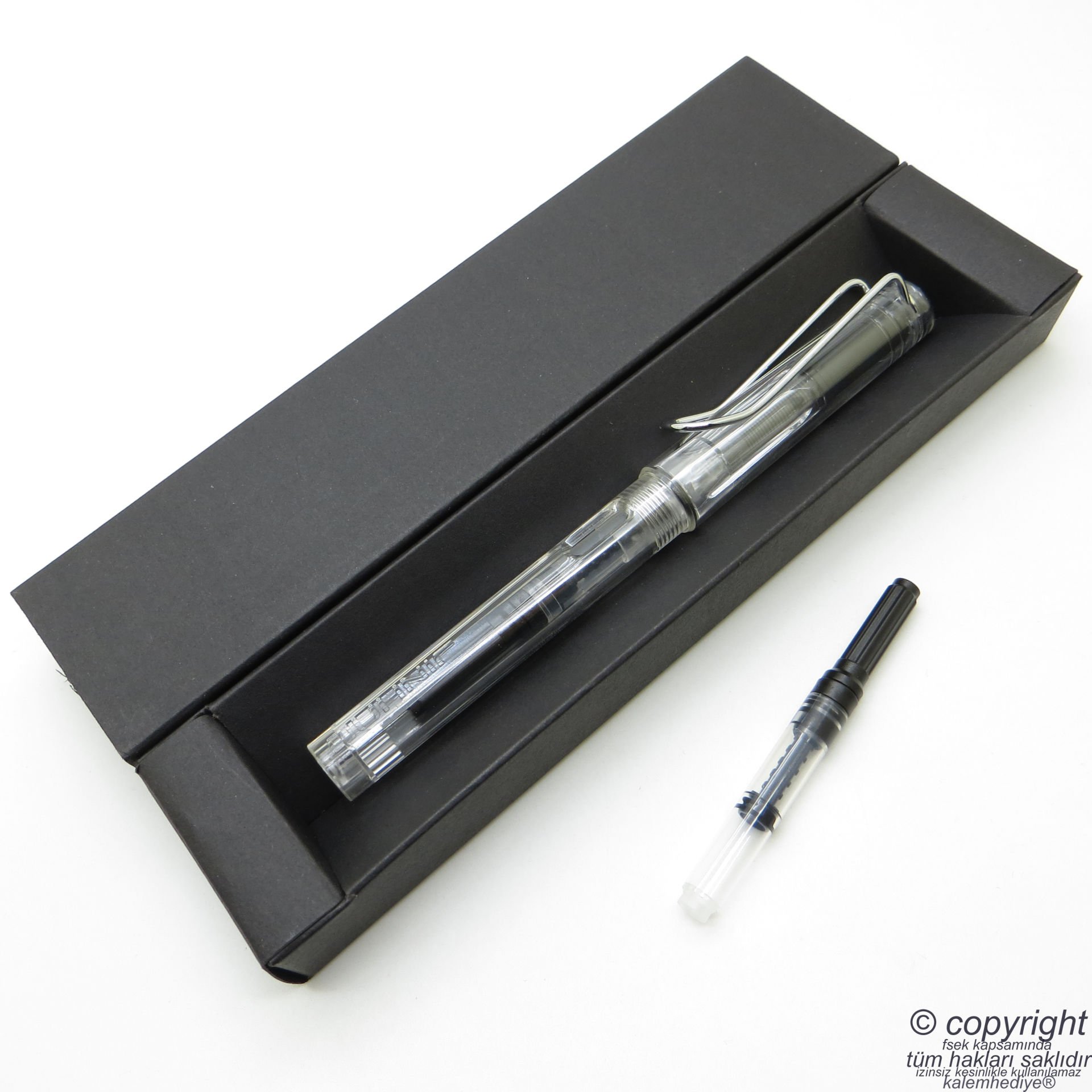 Jinhao Transparan İsme Özel Pompalı Dolma Kalem | İsme Özel Kutu ve Kalem