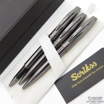 Scrikss 39 3'lü Set Titanyum | Roller Kalem + Tükenmez Kalem + Versatil Kalem Seti | Scrikss Oscar | İsme Özel Kalem | Hediyelik Kalem