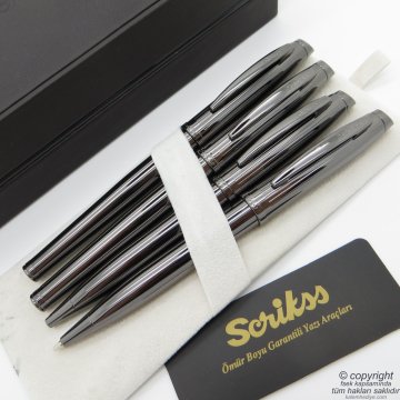 Scrikss 39 4'lü Set Titanyum | Dolma Kalem + Roller Kalem + Tükenmez Kalem + Versatil Kalem Seti | Scrikss Oscar | İsme Özel Kalem | Hediyelik Kalem