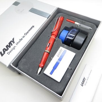 Lamy Safari Dolma Kalem Kırmızı + Piston + Mürekkep + Kartuş | Lamy Kalem | Hepsi İsme Özel