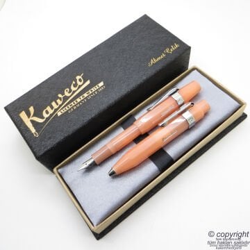 Kaweco Frosted Sport Şeftali Kalem Seti Tükenmez Kalem + Dolma Kalem Set | İsme Özel Kalem