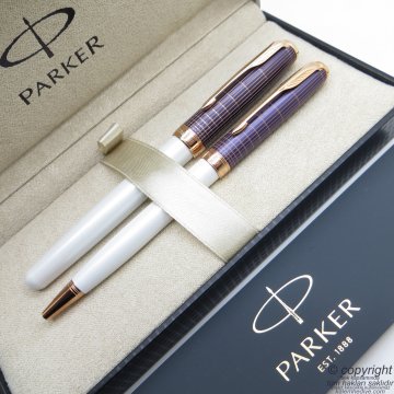 Parker Sonnet Special Edition Mor Beyaz Altın Roller Kalem + Tükenmez Kalem Set | Parker Kalem | İsme Özel Kalem | Hediyelik Kalem