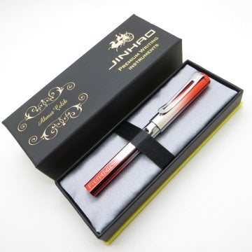 Jinhao Metalik Kırmızı Ebruli Dolma Kalem | İsme Özel Kalem