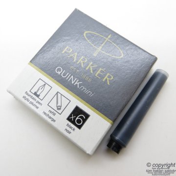 Parker Quink Siyah Dolma Kalem Kartuşu Kısa 6'lı Paket