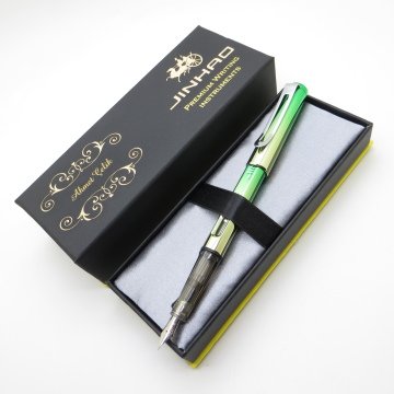 Jinhao Metalik Yeşil Ebruli Dolma Kalem | İsme Özel Kalem