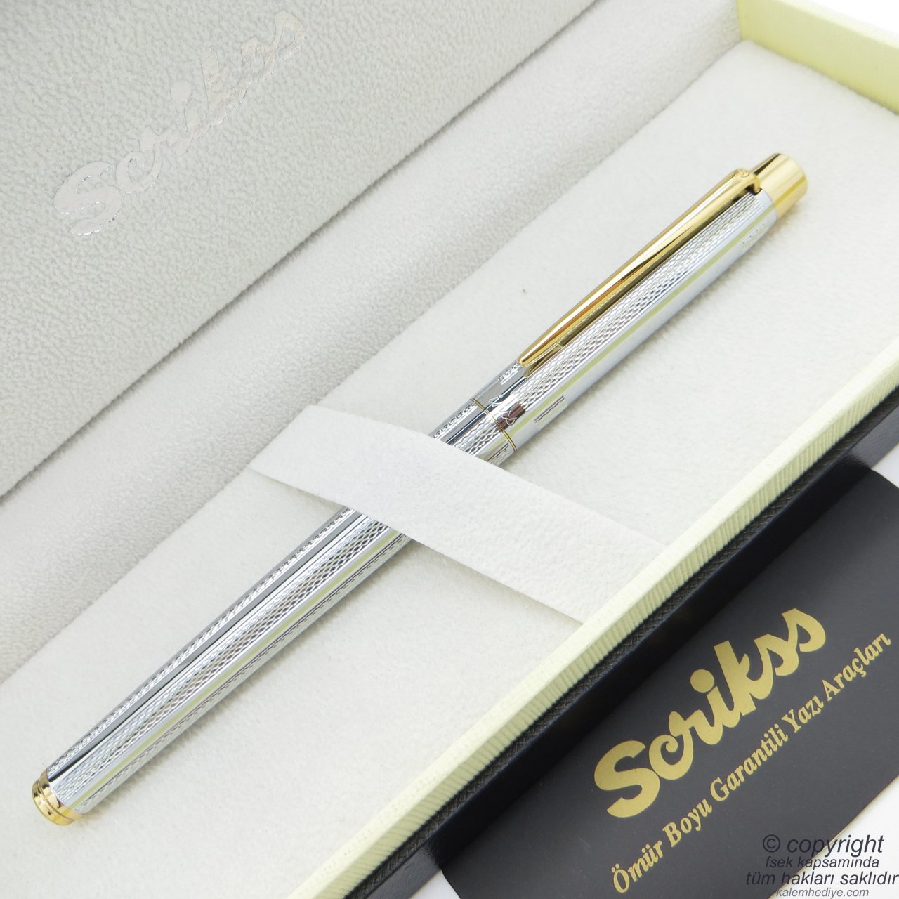 Scrikss 722W Gold Krom Roller Kalem | Scrikss Kalem | İsme Özel Kalem | Hediyelik Kalem