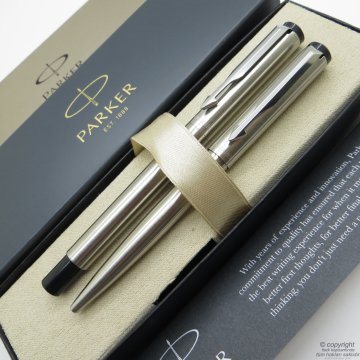 Parker Vector Stainless Steel CT Roller Kalem + Tükenmez Kalem Seti |Parker Vector| İsme Özel Kalem | Hediyelik Kalem |