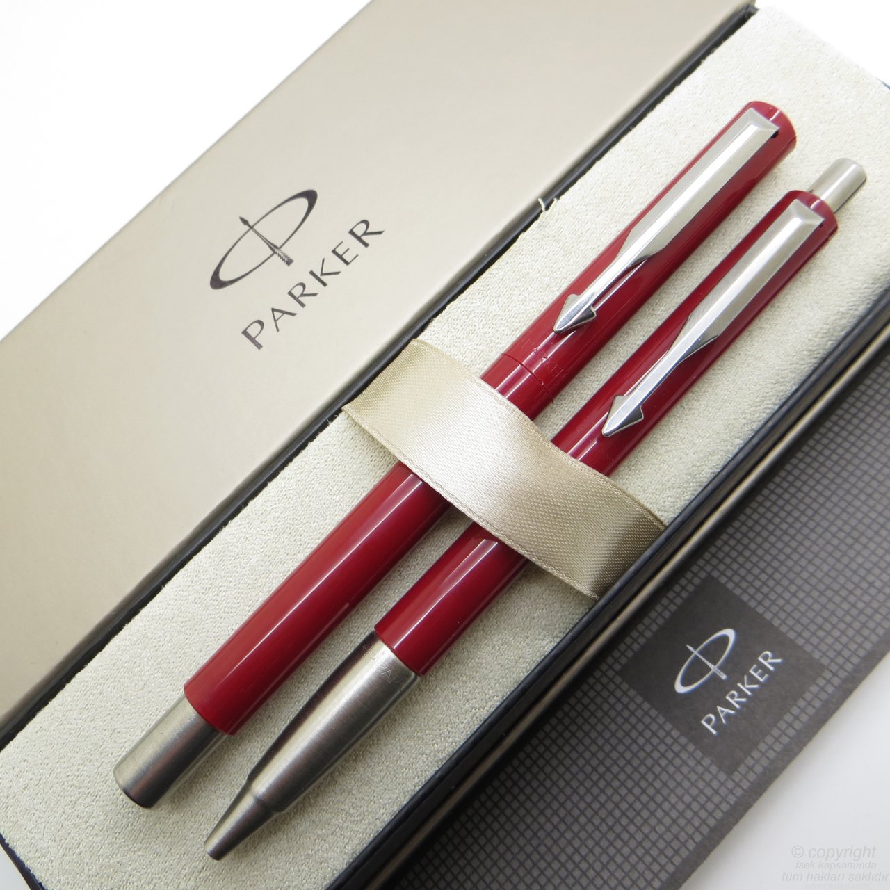 Parker Vector Bordo Dolma Kalem + Tükenmez Kalem Set | İsme Özel Kalem | Hediyelik Kalem