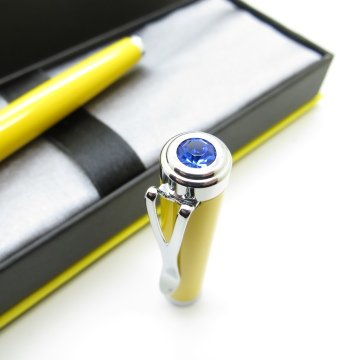 Jinhao Mavi Taşlı Tam Metal Sarı Dolma Kalem | İsme Özel Kalem
