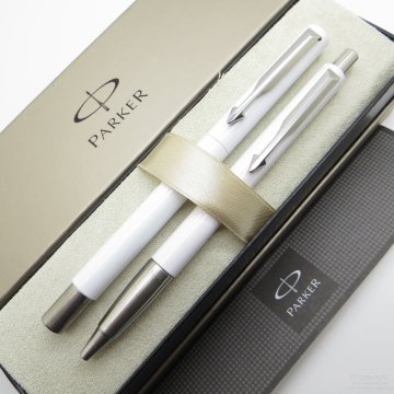 Parker Vector Beyaz Dolma Kalem + Tükenmez Kalem Set | İsme Özel Kalem | Hediyelik Kalem